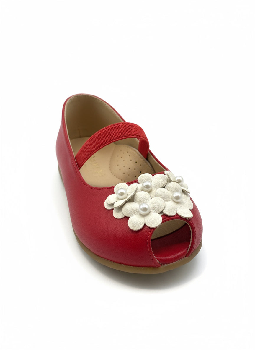 Zapatos rojo flores blancas