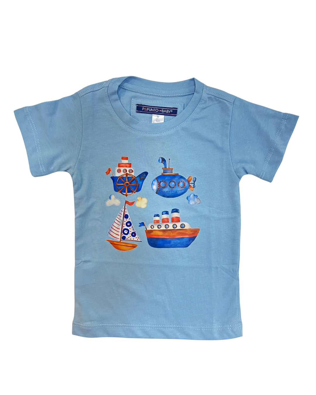 Camiseta algodón barcos