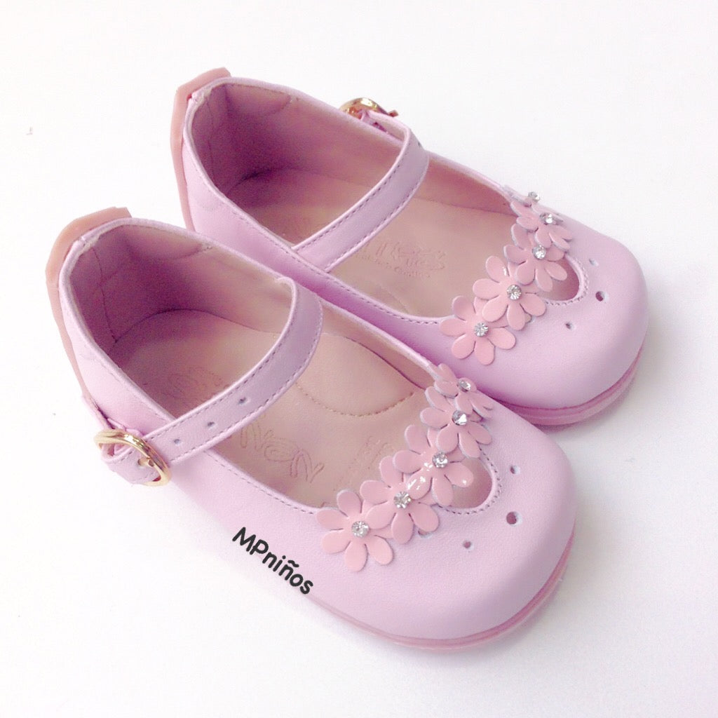 Zapato rosa en cuero no tuerce