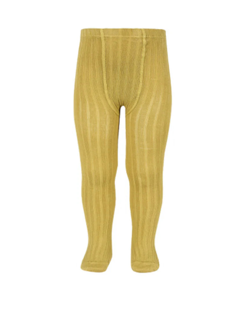 Medias pantalón cóndor canalé mostaza