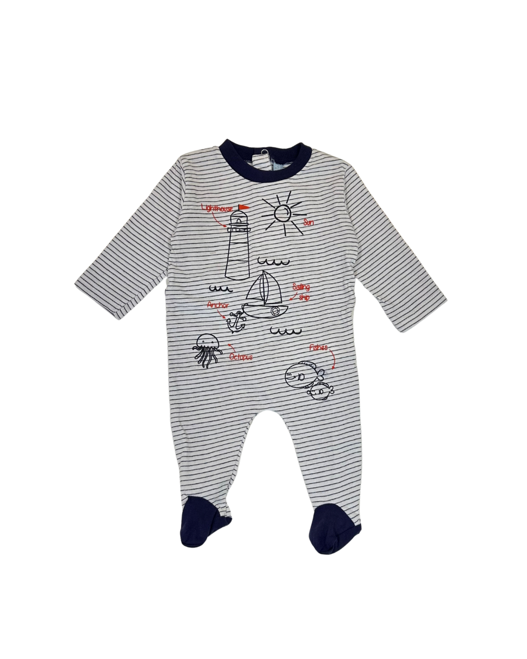 Pijama de algodón para bebé a rayas