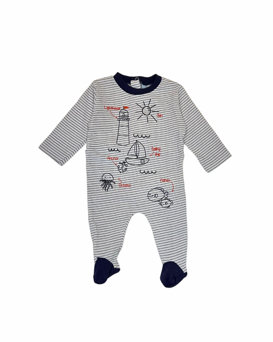 Pijama de algodón para bebé a rayas
