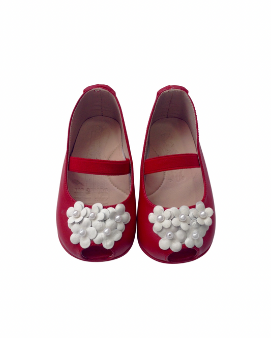 Zapatos rojo flores blancas